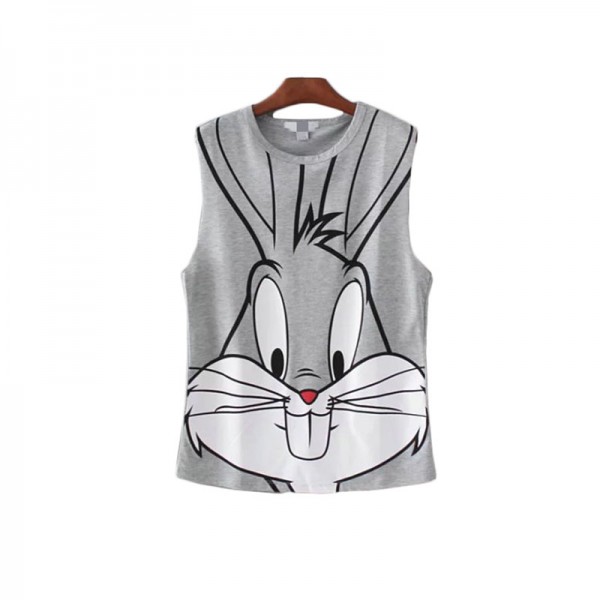 New Arrival 2017 Summer Women T Shirt Wild O Neck Sleeveless T-shirt Fashion Character Print Female Casual Tops Tees 71237