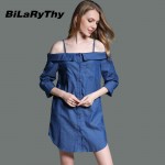 New Arrival Women Autumn Fashion Sexy Spaghetti Strap Blue Denim Mini Dress Slash Neck Loose Casual Dresses Vestidos Femininos