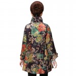 New Arrivals  Brand Clothes Women's autumn outerwear jacket Mother Loose Casual Women Flower Prints Plus Size Coat  Windbreaker