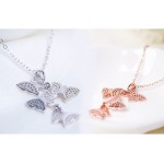 New Arrivals 2015 Fashion 925 Sterling Silver Necklaces  Silver Crystal Butterfly Necklaces For Women Jewelry Collar Colar
