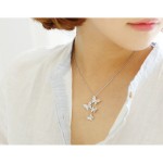 New Arrivals 2015 Fashion 925 Sterling Silver Necklaces  Silver Crystal Butterfly Necklaces For Women Jewelry Collar Colar