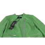 New Autumn Fashion Street Women's Washed PU Leather Jacket Zipper Apple Green Color Short Ladies Basic Jackets Top Quality