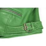 New Autumn Fashion Street Women's Washed PU Leather Jacket Zipper Apple Green Color Short Ladies Basic Jackets Top Quality