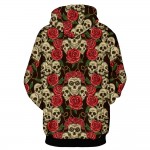 New Autumn Winter Fashion Men/women Hooded Hoodies Print Roses Flowers Skulls 3d Sweatshirt With Cap Hoody Tops