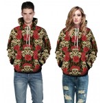 New Autumn Winter Fashion Men/women Hooded Hoodies Print Roses Flowers Skulls 3d Sweatshirt With Cap Hoody Tops