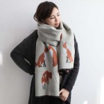 New Cashmere Scarf Designer Fox Printed Women Thicken Warm Cape Long Shawl Brand Shawls and Scarves Warm Pashmina Echarpes