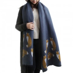 New Cashmere Scarf Designer Fox Printed Women Thicken Warm Cape Long Shawl Brand Shawls and Scarves Warm Pashmina Echarpes