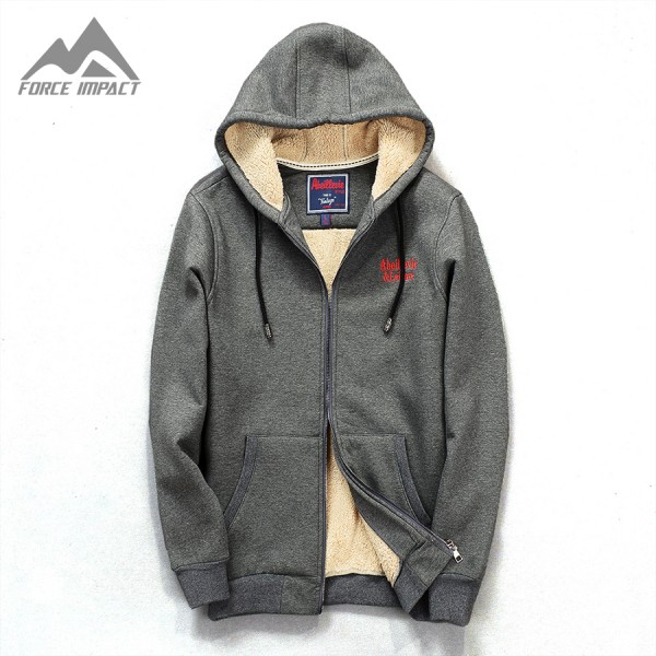 New Cotton Full Zip Fleece Men's Hoodies Jacket Heavyweight Winter Warm Hooded Men's Sweatshirts Casual Leisure Moletons ABD9002