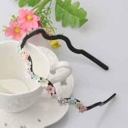 New Design Lady Girl Cute Rhinestone Hair Band Pretty Flower Leaf Headband Women Floral Wave Hair Hoop Headwear