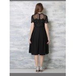 New Europe 2016 Summer Women's Lace Embroidery Stitching Chiffon Long Dresses Femme Casual Slim Clothing Women Sexy Party Dress