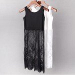 New Fahion Black White Lace Embroidery Basic Dress Plus Size Women Casual Clothing Summer Underdresses Vestidos Oncinha Faldas