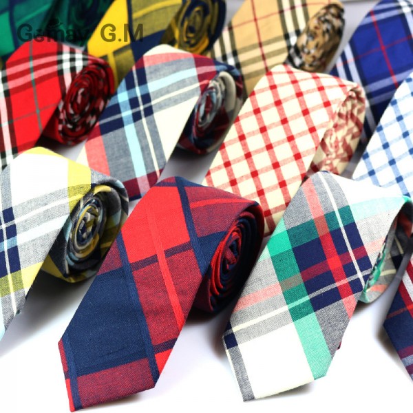 New Fashion 100% Cotton Ties For Men Casual Plaid Mens Necktie Gravatas Corbatas Slim Suits Vestidos Neckties Party Neck Tie