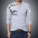 New Fashion Brand Trend Print Slim Fit Long Sleeve T Shirt Men Tee V-Neck Casual Men T-Shirt Cotton T Shirts Plus Size M-5XL