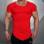 New Fashion Brand Trend Print Slim Fit Short Sleeve T Shirt Men Tee V-Neck Casual Fitness T-Shirt Gyms bodybuilding Clothing
