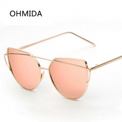 New Fashion Cat Eye Sunglasses Women Brand Designer Twin-Beam Mirror Lens Sun Glasses Rose Gold Metal UV400 Lentes de sol Hombre