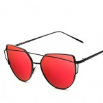 New Fashion Cat Eye Sunglasses Women Brand Designer Twin-Beam Mirror Lens Sun Glasses Rose Gold Metal UV400 Lentes de sol Hombre