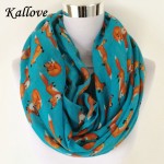 New Fashion Fox Infinity Scarf Animal Scarf Small Fox Scarves in Beige Grey Loop Scarf Fox in Tan Shawls