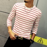 New Fashion Men's Striped T-Shirt Casual Slim Fit Long Sleeve T Shirt Men Cotton Undershirt Top Tees Brand Clothes Plus Size 5XL