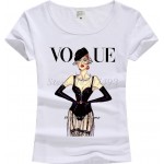 New Fashion Vintage Vogue Print T shirt Women 2017 Cotton Short Sleeve O-Neck Tops Female Tees Shirts Princess Girl JV01
