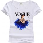 New Fashion Vintage Vogue Print T shirt Women 2017 Cotton Short Sleeve O-Neck Tops Female Tees Shirts Princess Girl JV01
