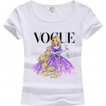 New Fashion Vintage Vogue Print T shirt Women 2017 Cotton Short Sleeve O-Neck Tops Female Tees Shirts Princess Girl JV01