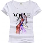 New Fashion Vintage Vogue Print T shirt Women 2017 Cotton Short Sleeve O-Neck Tops Female Tees Shirts Princess Girl JV01