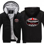 New Fashion Winter GREAT BRITAIN TRIUMPH MOTORCYCLE Thicken Fleece Zip up Hoodies men Casual Tops USA EU size Plus size