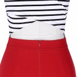 New Fashion Women Dress Sleeveless Square-Neck Hollowed Back Stripe Splicing 50s Rockabilly Striped Swing Office Summer Dress 