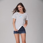 New Fashion Women's Summer T-Shirt Dots Girls' Basic Bottoming Polka Dots Printed Short Sleeve Top Plus Size M-4XL