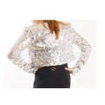 New Girl Shine Glitter Sequin Short Jacket Coat Crop Top Hot Jazz Dance Costume
