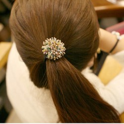 New Korean Little Colorful Shining Crystal Balls Elastic Hair Bands Clips Headbands Hair Accessories for Women & Girls