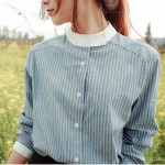 New Korean Style Fashion Long Sleeve Striped Blouse 2016 Plus Size Women Blouses and Shirts Vetement Femme