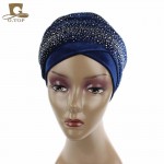 New Luxury Women Velvet Turban Headband Diamante Studded  Extra Long Velvet Turban Head Wraps Hijab Head Scarf Turbante