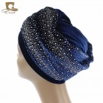 New Luxury Women Velvet Turban Headband Diamante Studded  Extra Long Velvet Turban Head Wraps Hijab Head Scarf Turbante