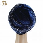 New Luxury Women Velvet Turban Headband Diamante Studded  Extra Long Velvet Turban Head Wraps Hijab Head Scarf Turbante
