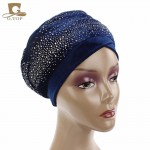 New Luxury Women Velvet Turban Headband Diamante Studded  Extra Long Velvet Turban Head Wraps Hijab Head Scarf Turbante
