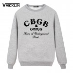 New Mens Fleece Hoodies Sweatshirt CBGB OMFUG Printed Home of Underground Ramones Cotton O-Neck Plus Size