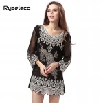 New OEM Factory Sale Women Summer Autumn Vintage Retro Rope Embroidery Heart Paisley Sequined Peacock Mini Shirt Dresses Party