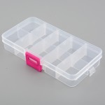 New Plastic 10 Slots Compartment Adjustable Jewelry Necklace Storage Box Case Holder Organizer Container 13.2*6.8*2.3cm