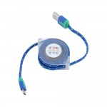 New Retractable Woven Braided Fabric Micro USB Data Sync Cable Charger For Galaxy S3 S4 S5 HTC Android phone