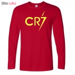 New Ronaldo  Long Sleeve Men's Long Sleeve  T-Shirt printing CR7 Cotton T Shirts Mens 
