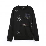 New Rushed None O-neck Full Cotton 2016 Fashion Print Slim Autumn Men Round Collar Sleeve Mens Hoodies Sweatshirts Din 6473wy 