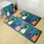 New Sale Welcome Floor Mats Animal Cute Four Cats Printed Bathroom Kitchen Carpet House Doormats for Living Room Anti-Slip Rug