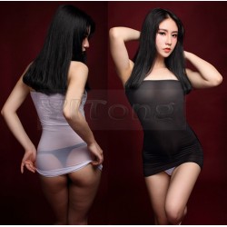 New Sexy Women Tight Pencil Cute Dress See Through Straight Micro Mini Dress Transparent Night Club Fantasy Erotic Wear FX1020