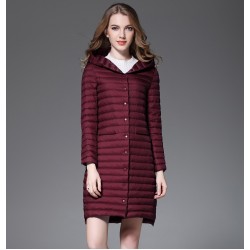 New Spring Coat Woman White Duck Down Long Jacket Female Hooded Ultra Light solid Jackets Winter Long Coat Fashion Parkas