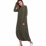 New Spring Long-sleeved Lantern Dress Large Size Loose O-Neck Long Dresses Novelty Women Clothing