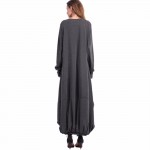 New Spring Long-sleeved Lantern Dress Large Size Loose O-Neck Long Dresses Novelty Women Clothing