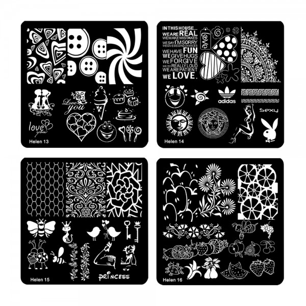New Square 20 Styles Nail Art Stamp Stamping Plate 6cm Polish Design Print Manicure Nail Template Christmas Gift