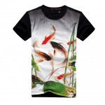 New Style Mens T Shirt Fashion Goldfish Print T Shirt Men Chinese Style Short Sleeve Slim Fit Casual Tee Shirt Men Plus Size 6XL