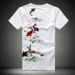 New Style Mens T Shirt Fashion Goldfish Print T Shirt Men Chinese Style Short Sleeve Slim Fit Casual Tee Shirt Men Plus Size 6XL